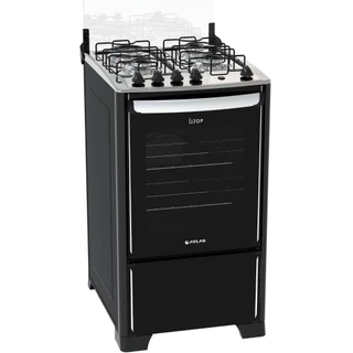 Fogão 4 bocas Atlas New UTop Preto mesa de inox - Bivolt
