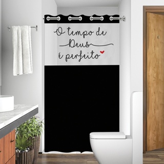 Cortina Box com Visor Frases Para Banheiro 100% PVC Resistente Alta Qualidade Antimofo Várias Cores - Envio Imediato