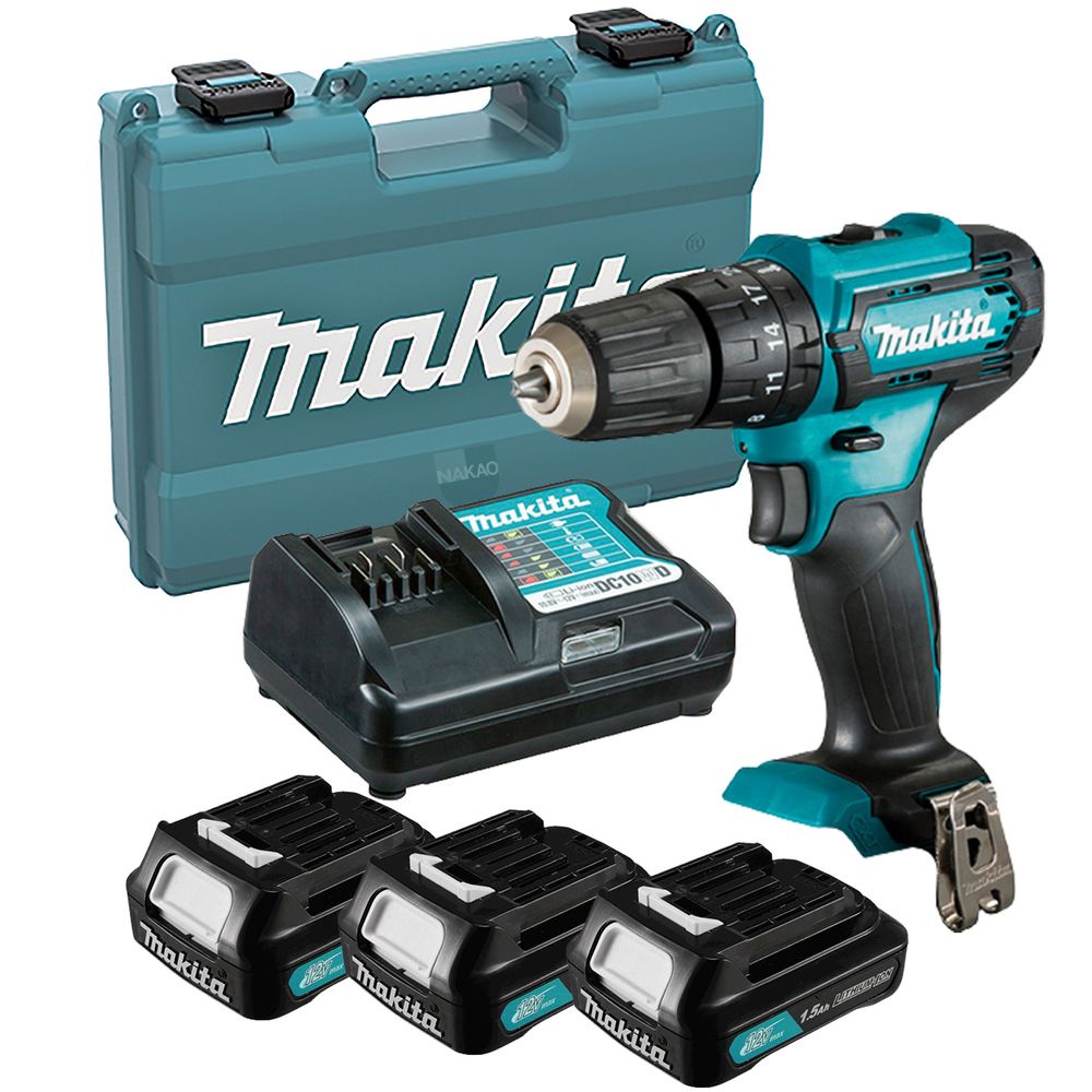 Kit Parafusadeira Furadeira de Impacto HP333DWYX3 Makita e 3 Baterias e Maleta