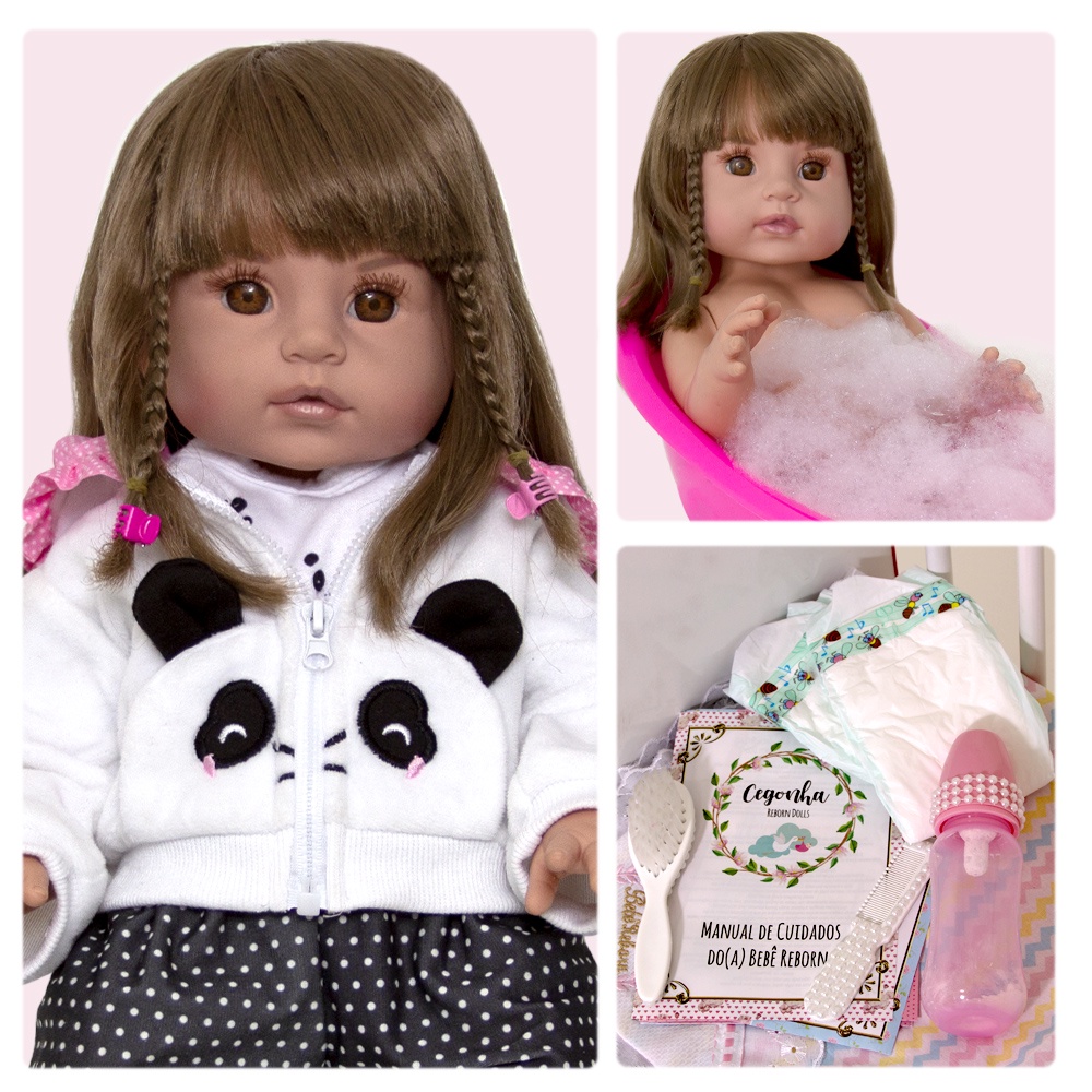 Baby Reborn Girl Silicone Panda, Doll Reborn Silicone Panda