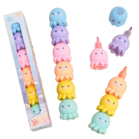 POLVINHO PASTEL Caneta Marca Texto Fofo Polvo Com 5 Cores PRONTA ENTREGA S2