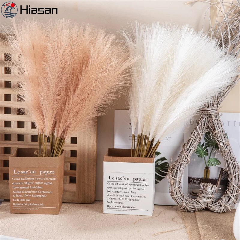 1PC 55cm Pampas Artificiais Fofo Casa Vaso Decoração Parede Plantas Falsas Boho Cenário Mesa Simulada Reeds Grama Bouquet Foto Fundo De Casamento