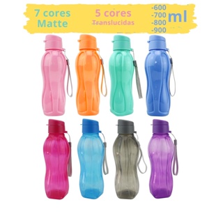Squeeze Garrafa De Água Plástica Matte/Transparente 600m/900ml Com Alça Livre de BPA