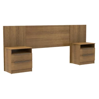 Cabeceira Extensível Madesa com 2 Mesas Laterais - Rustic em Oferta na Shopee