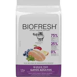 Ração Biofresh para Gatos Adultos Frango Fresco, Maçãs, Orégano e Blueberry