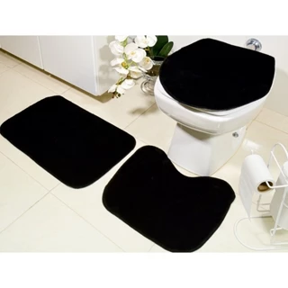 Kit 3 Tapetes Para Banheiro Felpa Aveludada Luxo Com Solado