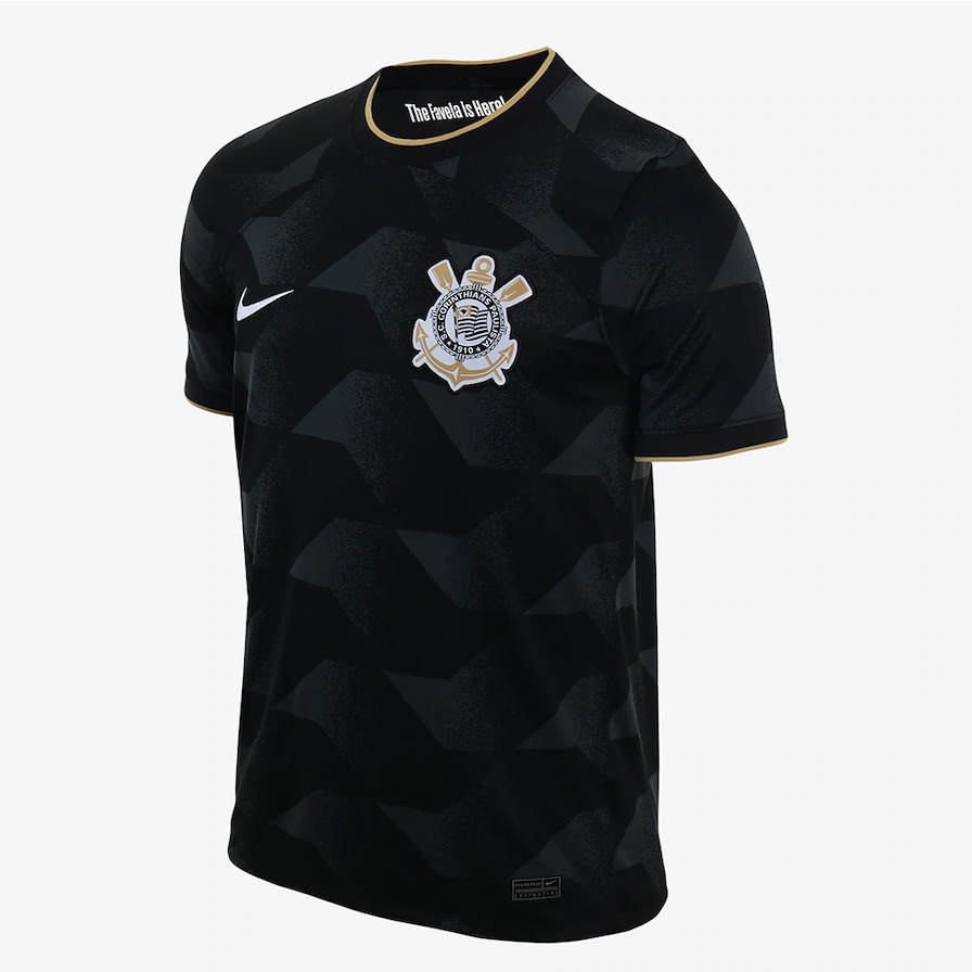 Camisa Nik Corinthians I 2022/23 Torcedor Pro Preta e Dourada Masculina