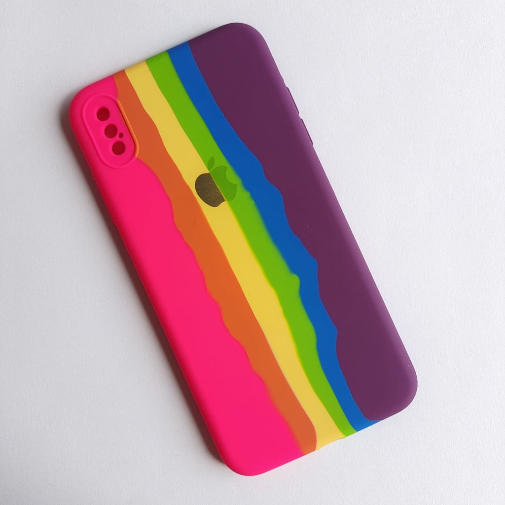 レインボー Apple iPhone Xs Capinha Colorida Apple Iphone XS Max / Capa Case Forrada Aveludada