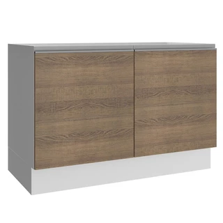 Balcão Gabinete de Pia Armário de Cozinha 120 cm 2 Portas Branco/Rustic Glamy Madesa em Oferta na Shopee