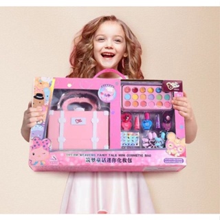 30pcs meninas kit de maquiagem para crianças conjunto de maquiagem lavável  para meninas pequenas conjunto cosmético portátil princesa brinquedos  fingir jogar kit de maquiagem