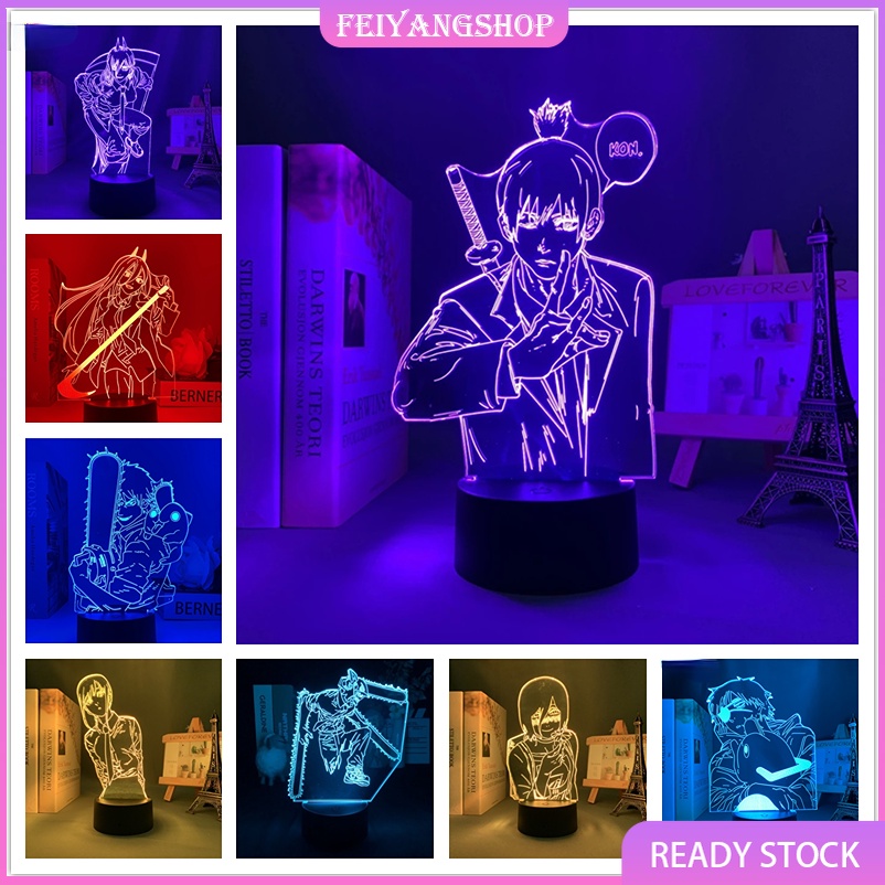 Anime motosserra homem acrílico led night light denji pochita