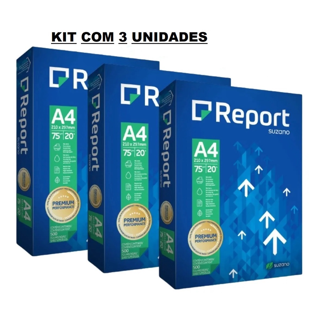 Kit C 3 Papel A4 Sulfite Premium Report Resma 500 Folhas Shopee Brasil 4496