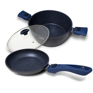 Panelas Polishop com Tampa - Ichef Ultra Sauté- Family Deep 24cm - azul