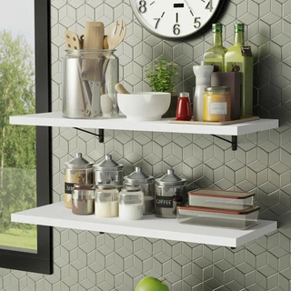 Kit 2 Prateleiras Suspensas para Cozinha Madesa 80 cm com Mão Francesa - Branco em Oferta na Shopee