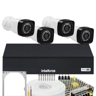 Kit Cftv 4 Câmeras Segurança Full Hd 1080p 2mp Dvr Intelbras