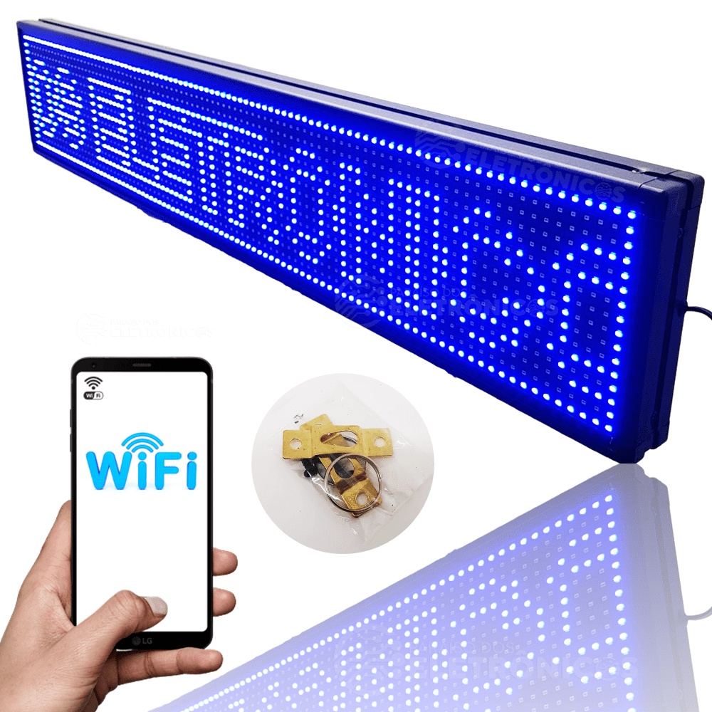 Painel Digital Letreiro Luminoso LED Wi-fi 100x20 Para Publicidade ...