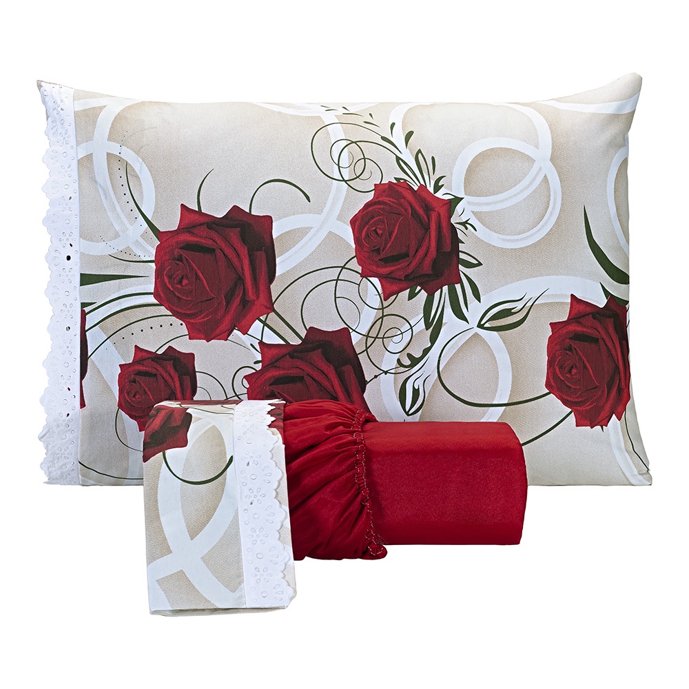 Jogo De Lençol Estampado Casal Super King 03 Peças Algodão 160 Fios