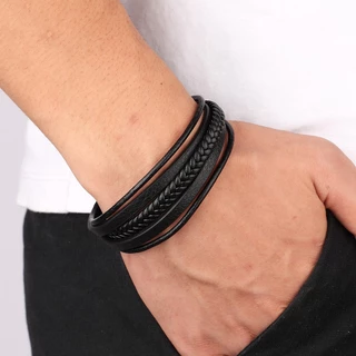 Novo Design Multi-Camadas Pulseira De Couro Genuíno Trançado Feito À Mão E Bracelete Para Homens Jóias De Presente De Aniversário