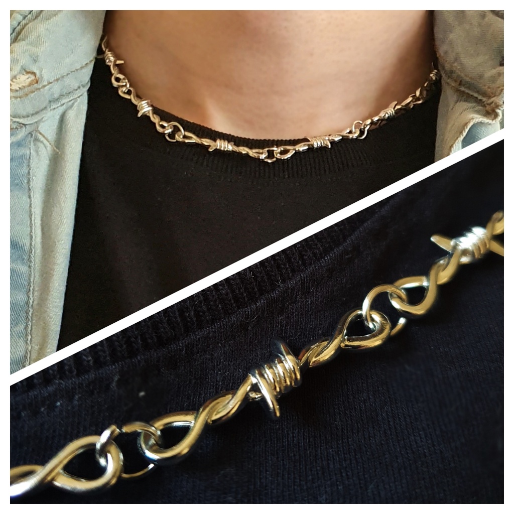 Colar chocker Arame Farpado prata