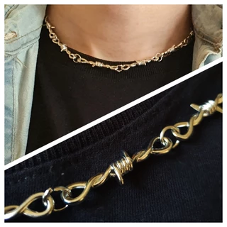 Colar chocker Arame Farpado prata