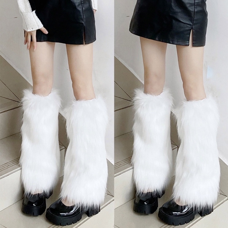 Furry Faux Fur Leg Warmers para mulheres, capas de botas