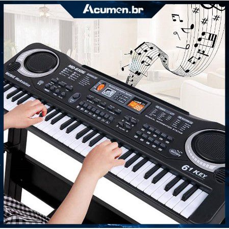 ​61 Teclas Música Digital Eletrônico Teclado Musical Elétrico Piano Com Microfonefone Para Crianças Multifuncional Infantil