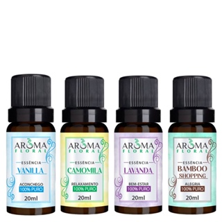 Kit 4 Essências LAVANDA + CAMOMILA + BAMBOO SHOPPING + VANILLA 20ML