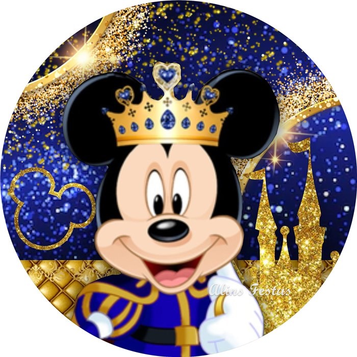 30 Aplique Redondo 5x5 Mickey Realeza Lembrancinhas - Lembrancinha Decorativa Aplique Para Latinha.