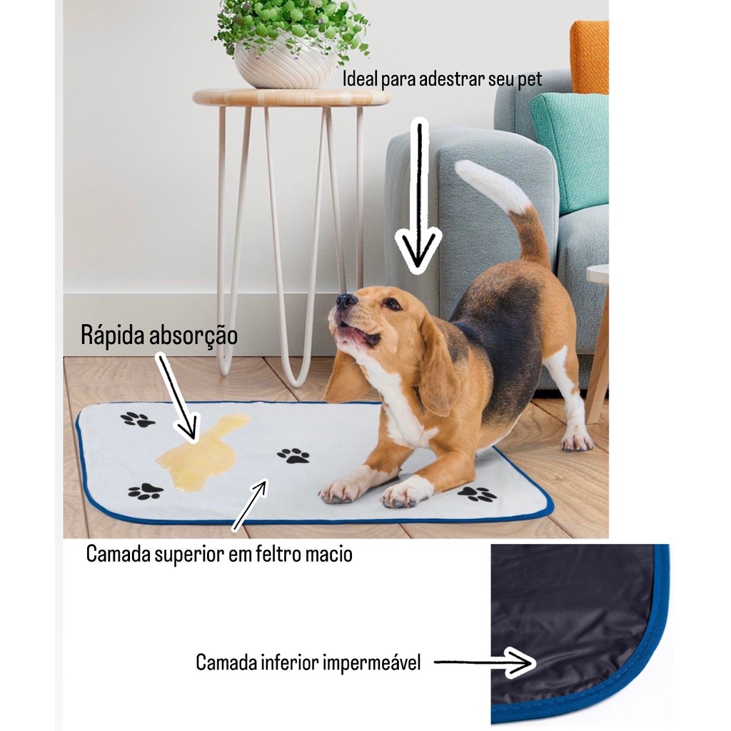 Tapete pra cachorro fazer xixi adestra pet lavavel reutilizavel dupla ...
