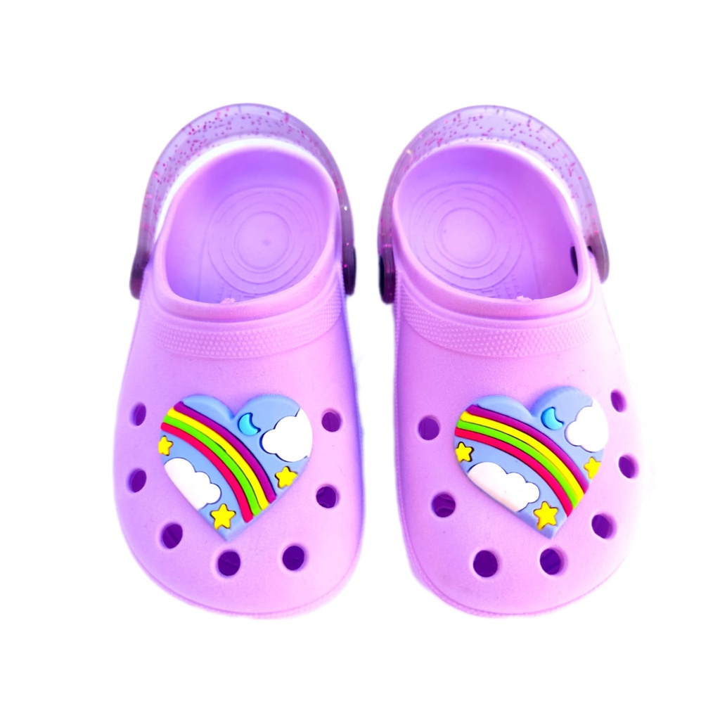 Sandalia Babuche Infantil Menina Coração Papete Personagem Feminino Calce Fácil