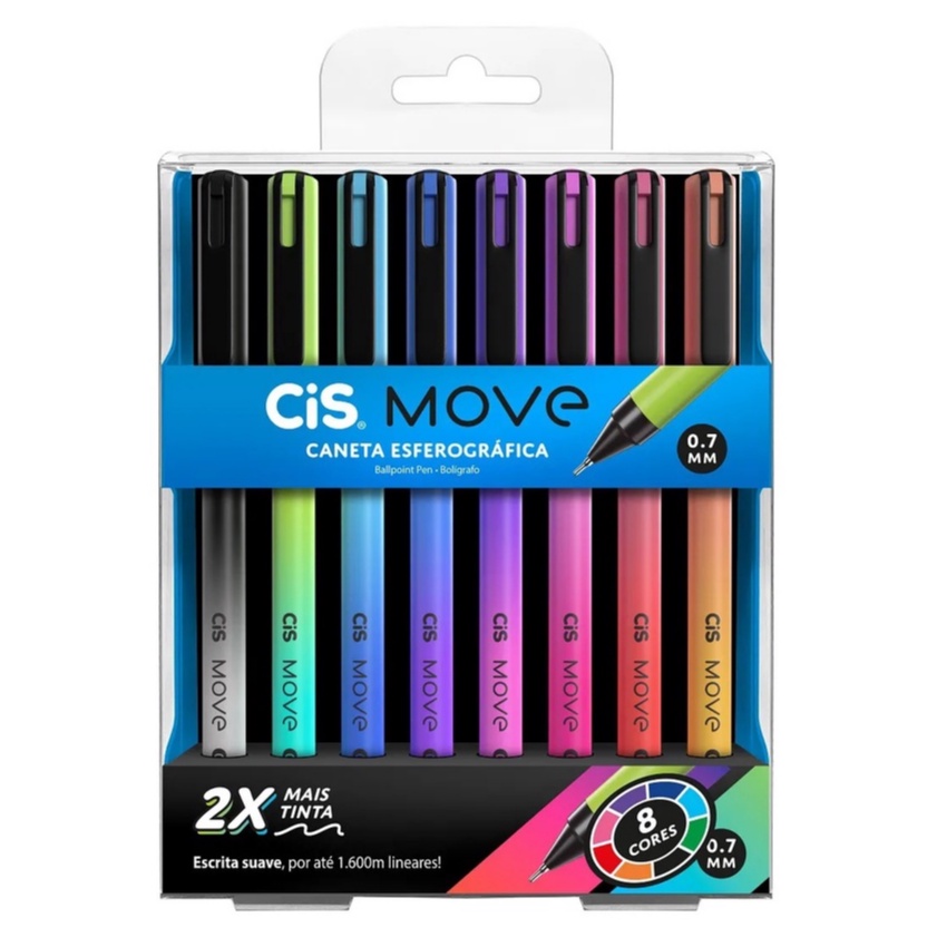 Kit Caneta Cis Move Degradê 0.7mm - Coloridas | Shopee Brasil