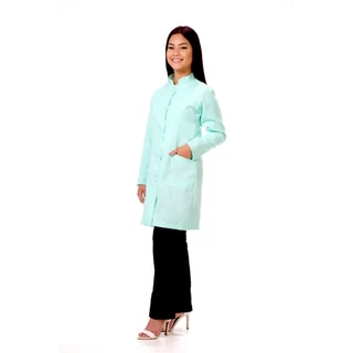 Jaleco Feminino Gabardine Colorido Gola Padre Manga Longa