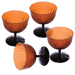 Conjunto 4 Taças de Sobremesa Plasútil 370 ml Lapidada Caramelo