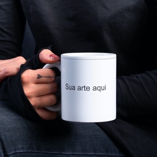 Kit 8 canecas Porcelana Branca Personalizada