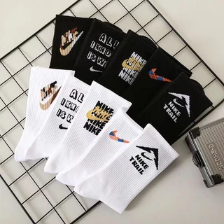 Kit 5 Pares Meias De Algodão De Alta Qualidade Com Cano Alto Esportiva