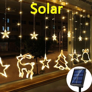 Luzes Solares De Corda À Prova D'água Ao Ar Livre Com Elk Christmas Tree Curtain Lights for Wedding Party Home Garden Xmas Decoration