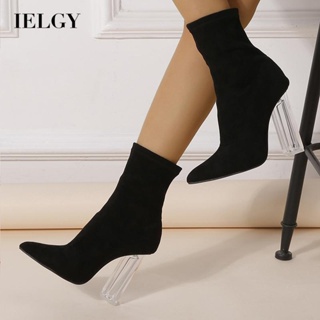 IELGY Botas Elásticas De Salto Médio Femininas De Cristal
