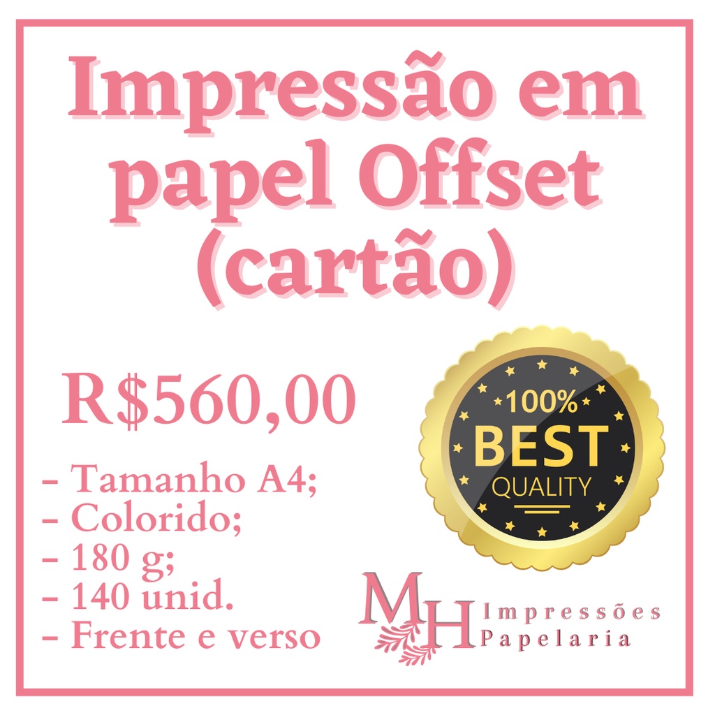 Impressão em papel cartão 180gr 140 unidades | Shopee Brasil