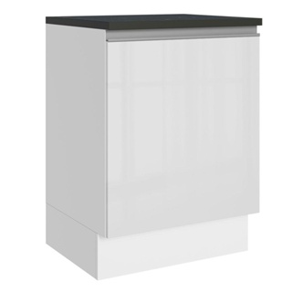 Balcão Madesa Acordes 100% MDF 60 cm 1 Porta - Frente Branco Brilho