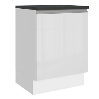 Balcão Madesa Acordes 100% MDF 60 cm 1 Porta - Frente Branco Brilho