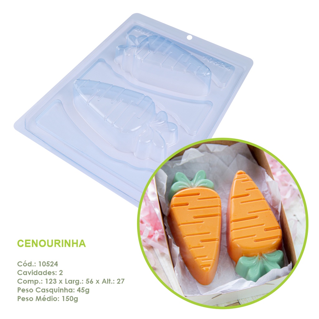 Forma BWB Cenourinha Ref 10524 Forma Para Chocolate de 3 partes (Forma ...