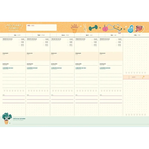 Bloco Planner De boas Fitness 52 folhas Jandaia Shopee Brasil