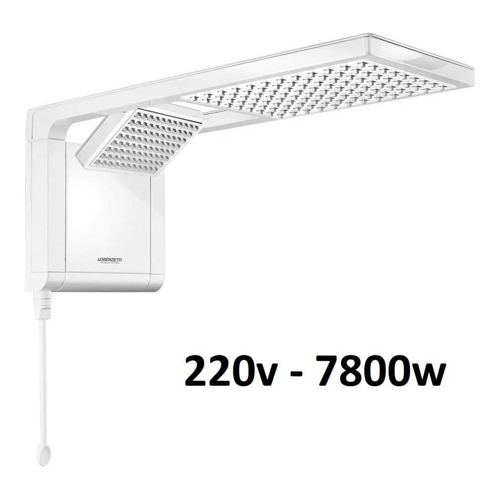 Chuveiro Elétrico De Parede Lorenzetti Acqua Ultra Duo Branco 7800w 220v