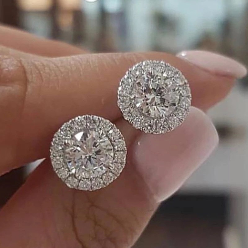 Brincos Delicados AAA + Zircon Stud De Cristal Para Mulheres Acessórios De Moda Feminina Ins