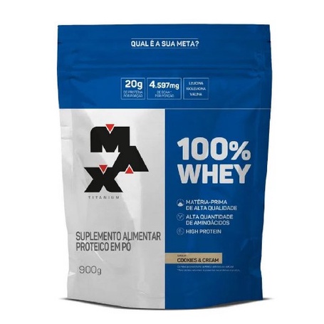 Whey 100% Max Titanium Refil 900g Sabor Cookies & Cream