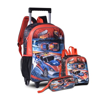 Kit Mochila Escolar Menino Fast Machine Com Lancheira E Estojo