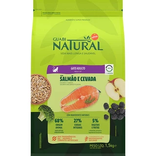 Ração Guabi Natural Salmão e Cevada para Gatos Adultos 1,5kg