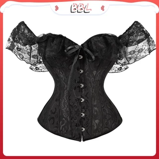 Moda Feminina Jacquard Gótico Underbust Corset Tops Mulheres Oferta Ombro Sem Alças Fivela Bustier Espartilho Lady Lace Sexy Tank Crop Top