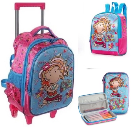 Mochila Rodinha Infantil Menina Bolsa Lancheira Estojo Sereia Sweet Queen Princesa Maya Ugly Dolls Lilly Cat Alice País Maravilhas Canal do Zack Khloe Unicórnio Glitter Maya Frozen Pinguium Coala Oferta Promoção