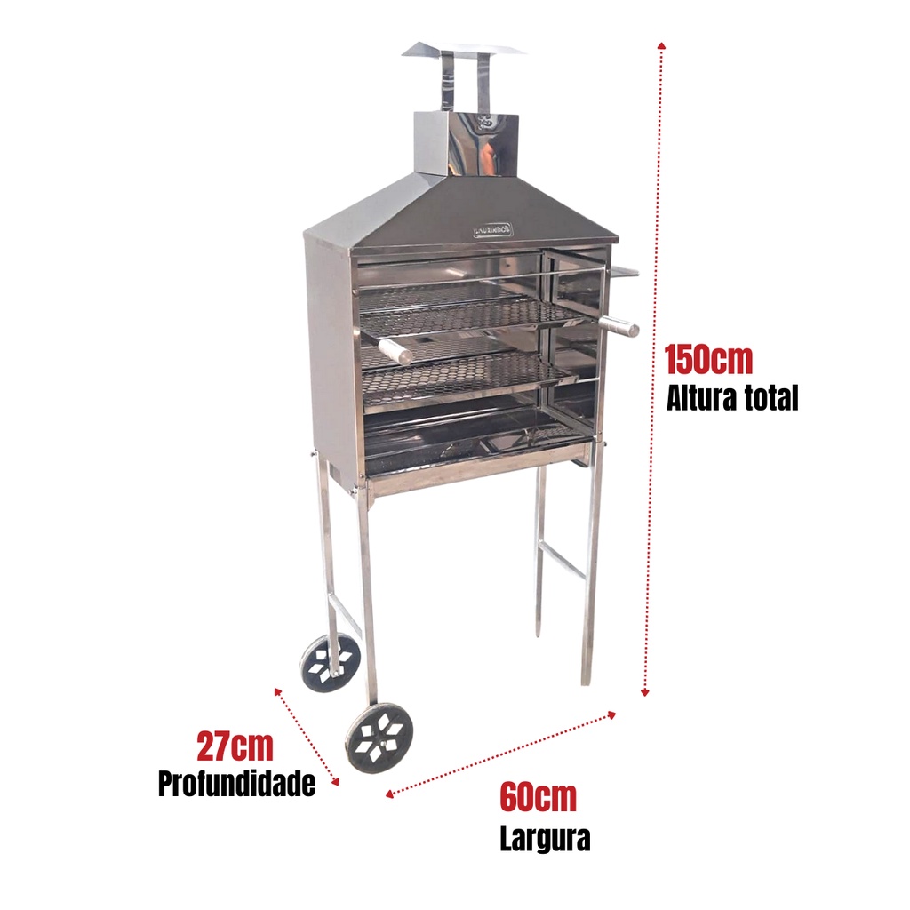 Churrasqueira Espetinho Móvel de Inox - Carrinho Churrasco